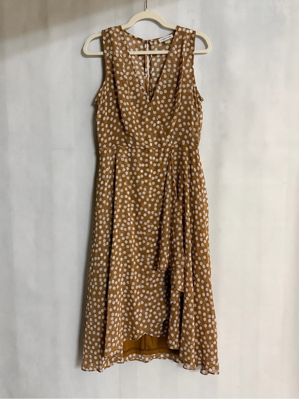 Calvin Klein Polka Dot High Low Midi Dress Size 8 NWOT